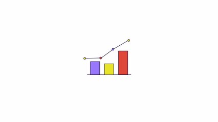 Poster - Bar charts columns line 2D object animation. Annual report flat color cartoon 4K video, alpha channel. Business infographic. Forecast statistic. Data visualization animated item on white background