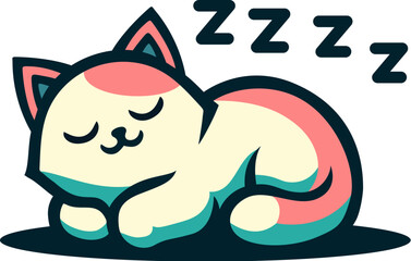 Wall Mural - A cute sleeping cat or kitten cartoon character