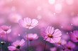 Pink cosmos blooming on blur background.
