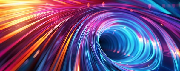 Wall Mural - A picture of a colorful shiny tunnel in the style of galaxy and stars and space vibes, Abstract vortex and road hole, swirling and twirling neon walls, AI generated.