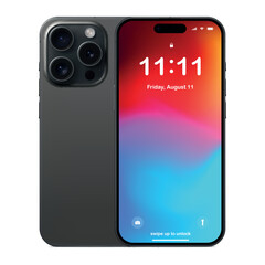 Poster - new frameless smartphone grey color with colored screen saver, front and backside view, isolated on white background. mockup of realistic and detailed mobile phone with shadow. vector illustration