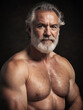 old muscular bearded male portrait