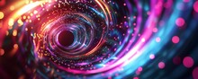 A Picture Of A Colorful Shiny Tunnel In The Style Of Galaxy And Stars And Space Vibes, Abstract Vortex And Road Hole, Swirling And Twirling Neon Walls, AI Generated.