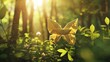 Delicate Origami Butterfly Fluttering Through a Sunlit Forest Embodying Resilience and Transformation Generative ai