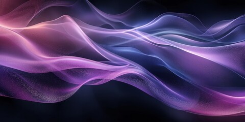 Wall Mural - Abstract composition featuring a vertical gradient from dark  brown to purple and then blue, set on a black background. Abstract curved lines at different heights add depth and texture.