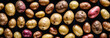 AI-generated illustration of Scattered potatoes of different sizes and shapes