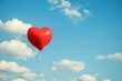 AI generated illustration of a heart-shaped red balloon in the sky