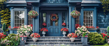 Festive Door Decor, Celebrating Winter Holidays With A Decorated Entrance, Homely Christmas Spirit