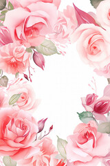 Poster - Frame border beautiful bouquet of pink roses is framed by a white background. The roses are arranged in a way that creates a sense of harmony and balance, with each flower complementing the others