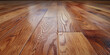 Wooden laminate floor boards background image. Home decor concept. Varnished wooden board, shiny polished wood parquet floor taken with low angle.

