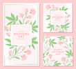 Mother's Day greeting cards set. Beautiful flowers in pastel colors. Vector illustration design for banner or poster