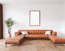 Big Oak Frame Mockup In A Living Room