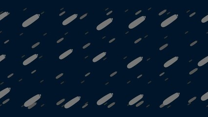 Poster - Zucchini symbols float horizontally from left to right. Parallax fly effect. Floating symbols are located randomly. Seamless looped 4k animation on dark blue background