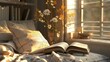 a cozy reading nook, with sunlight streaming onto highlighted quotes in a book, evoking a sense of introspection and inspiration.