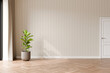 Modern classic Interior wall mockup with indoor plant, wood floor, 3d illustration.
