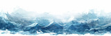 Fototapeta  - Watercolor ocean waves banner with a blue and white background vector illustration
