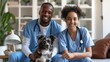 Veterinarians with a Happy Small Dog
