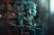 Mysterious double exposure portrait of a man surrounded by ghostly smoke and reflection