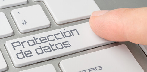 Wall Mural - a keyboard with a labeled button - data security in spanish