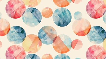Wall Mural - Geometric pattern with pastel colors and a watercolor effect, illustration, background