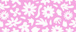 Flower retro seamless pattern, groovy floral background, summer grunge print, spring funky daisy textile. Abstract pink and white cute vector illustration