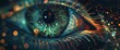 Abstract eye with digital data and technology background, futuristic concept of cyber security or vision in the cyberspace world