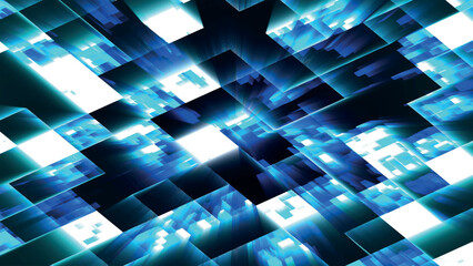 Poster - Abstract pattern, seamless mosaic background. Abstract technology background consisting of glowing blocks. Sci-fi or hi-tech background. Vector illustration