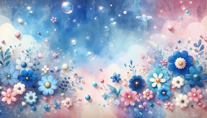 Wall Mural - enchanted floral dreamscape in watercolors - ai generated digital art