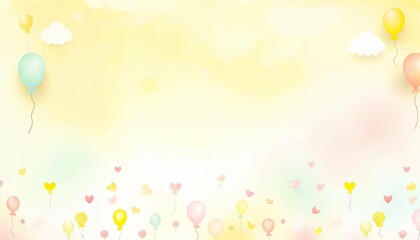 Wall Mural - Cheerful Children's Party Background with Pastel Balloons - AI Generated Digital Art