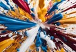 AI generated illustration of vibrant splashes of color captured in mid-air with no human presence