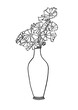 Vector illustration - ink sketch with coreopsis flowers inside vase. Art for for prints, wall art, banner, background