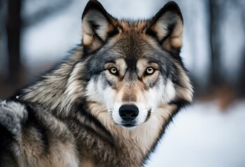  AI generated illustration of a wolf's portrait in the snow