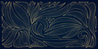Vector art nouevau, artdeco fancy background, leaves floral ornament, gold on black vintage pattern. Flower drawing, luxury victoran drawing