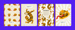 Vector illustration template cover pages for notebooks, planners, brochures, books, catalogs with tiger illustrations. Backgrounds with animal