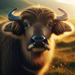 Wall Mural - AI generated illustration of a portrait of water buffalo