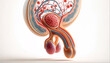 © Wirestock - Male reproductive system against a light background, AI-generated.