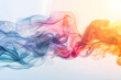 a blurry image of a wave of colored smoke on a white background with the sun shining in the background.