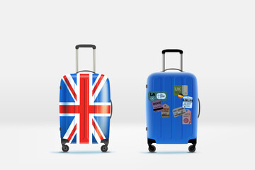 Poster - World travelling concept with two bags. 3d vector illustration