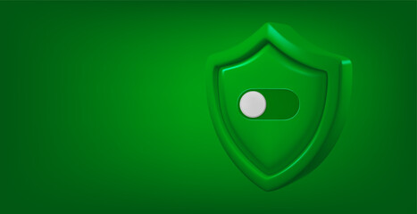 Aufkleber - Green shield with white on button isolated on green background. Approved concept. 3d vector banner with copy space