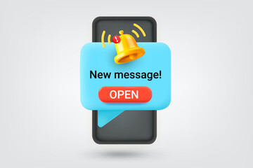 Aufkleber - Receiving new message concept. Vector 3d illustration