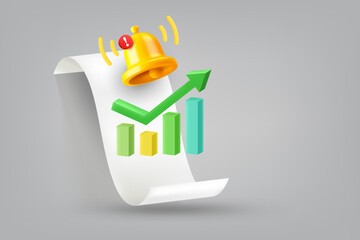 Aufkleber - Business management concept with bell, arrow, chart. Vector 3d illustration