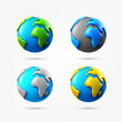 Vector clipart of the Earth with different colors isolated on white background. 3d vector collection