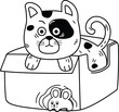 Hand drawn dog character illustration, vector