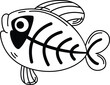 Hand drawn x ray fish character illustration, vector