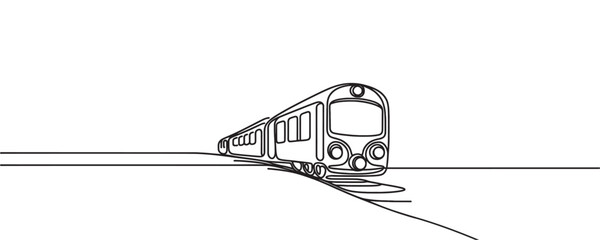Continuous line vector illustration of a railway track. one line train