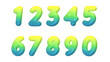3D numbers plastic green from 0 to 9. Vector illustration