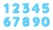 3D numbers plastic blue from 0 to 9. Vector illustration