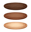 Vector illustration set of round wooden kitchen cutting boards light and dark