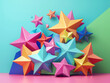 Star futuristic background, 3D render clay style, Abstract geometric shape theme, colorful