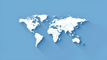 Aufkleber - Global Connectivity and Networking Concept. Simplistic World Map Design on a Blue Background Illustrates International Relations and Travel. AI